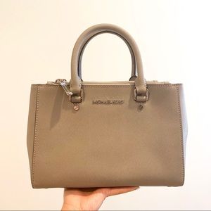 Gray Michael Kors Small Sutton Satchel